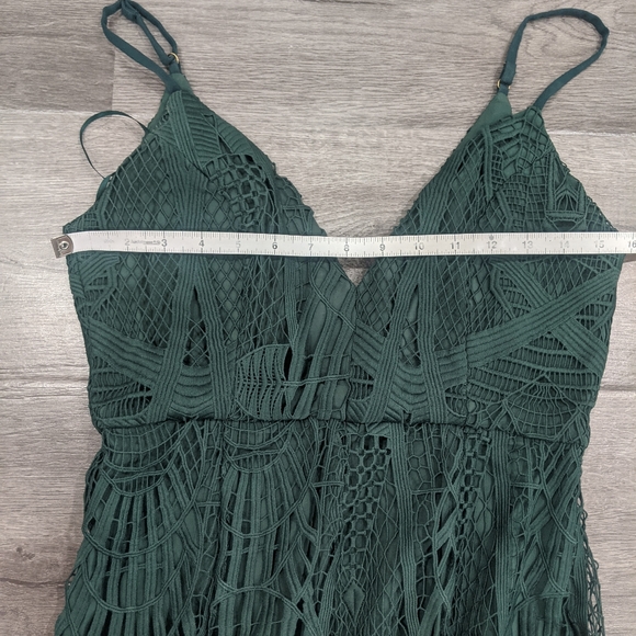 Aijek Green Love Is Embroidered Fit and Flare Lace Dress - Picture 10 of 15